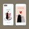 Mobile phone cover back and screen, love cats for
