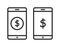 Mobile phone Dollar currency bill icon