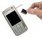 Mobile phone and hand with memory card