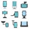 Mobile phone holder icons set flat vector isolated