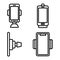 Mobile phone holder icons set, outline style