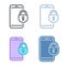 Mobile phone with lock vector outline icon set.