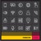 Mobile phone menu thin line vector icons. Web icons set on black