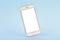 Mobile phone mock up on blue pastel background, technology and busiess concept