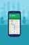 Mobile phone navigation map into city screen smart-phone application travel