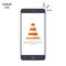 Mobile phone with a picture of a construction cone. The concept of error 404 on an electronic device. Vector