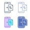 Mobile phone with prescription symbol. Telemedicine vector outline icon set.