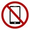 Mobile phone prohibition sign. Calling a smartphone is prohibited. The use of the gadget is not permitted. Vector image