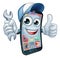 Mobile Phone Repair Spanner Thumbs Up Cartoon