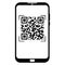 Mobile phone scan qr code, reader applecation, technology concept isolated. Barcode scaner.