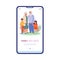 Mobile phone screen with happy elderly grandparent and grandchildren hug together