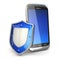 Mobile phone security concept. Cellphone and shield.