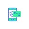 Mobile phone security payment icon vector