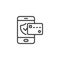 Mobile phone security payment line icon
