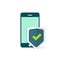 Mobile phone security shield protection vector illustration
