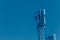 Mobile phone Signal tower cell site of Digital 4G Antenna blue color tone for high technology communication system with space for