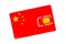 Mobile Phone Sim Card Chip with Flag of China. 3d Rendering