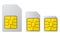 Mobile phone sim card, standard, micro and nano sim card - vector