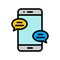 Mobile phone with speech bubble vector, Social media filled editable stroke icon