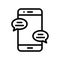 Mobile phone with speech bubble vector, Social media line style icon
