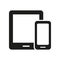 Mobile Phone, Tablet Glyph Symbol. Smartphone and Tablet Silhouette Icon. Smart Devises Pictogram. Electronic Digital