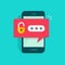 Mobile phone unlocked notification button and password field vector, concept of smartphone security