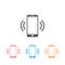 Mobile phone vibrating or ringing flat vector icon set for apps