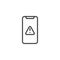 Mobile phone warning alert, attention line icon