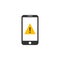 Mobile phone warning sign. Vector illustration, flat design