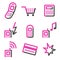 Mobile phone web icons, pink contour series