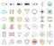 Mobile phones and smartphones interface outline icon set, filling with pastel colors - vpn, hotspot, gps, settings, calendar, cell