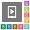 Mobile play media square flat icons