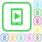 Mobile play media vivid colored flat icons