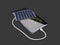 Mobile power pack with solar panels, isolated black, 3d Illustration