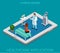 Mobile remote healthcare hospital app flat isometric vector 3d