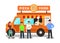 Mobile Restaurant Cartoon Vector Illustration