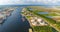 Mobile River and the state docks in Mobile, Alabama