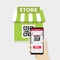 Mobile scan QR code for payment to shopping store.