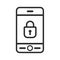 Mobile security icon. Cyber security symbol. Smartphone sign.