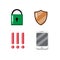 Mobile security icons - lock, shield, exclamation points, mobile phone