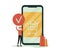 Mobile shopping app, modern online technology, internet customer service icon. Order placed, order