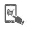 Mobile Shopping Icon, e-commerce / gray color