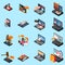 Mobile Shopping Isometric Icons