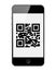 Mobile Smart Phone with QR Code Isolated on White Background.