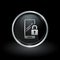 Mobile smartphone security icon inside round silver and black em