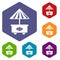 Mobile stall icons vector hexahedron