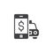 Mobile taxi payment vector icon