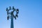 Mobile telecome cell tower on blue sky background