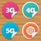 Mobile telecommunications icons. 3G, 4G and 5G.