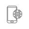 mobile telophone with globe icon. Element of cyber security for mobile concept and web apps icon. Thin line icon for website